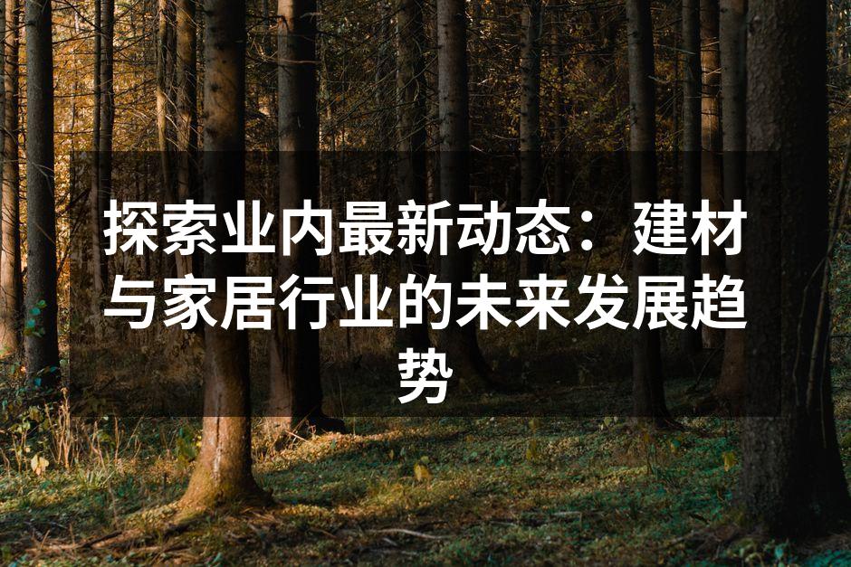 探索业内最新动态：建材与家居行业的未来发展趋势